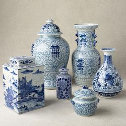 Blue Ming Ceramic Collection - Fluted Vase - Frontgate