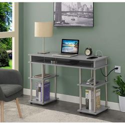 Designs2Go No Tools Student Desk with Charging Station - Convenience Concepts 131446GYU