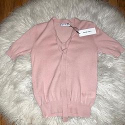 Anthropologie Sweaters | Genuine People Anthro Short-Sleeve Sweater, Nwt, S | Color: Pink | Size: S