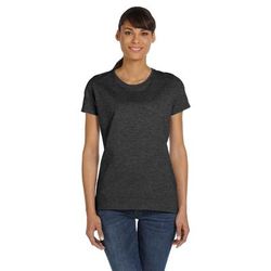 Fruit of the Loom L3930R Women's HD Cotton T-Shirt in Black Heather size Medium L3930