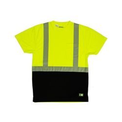 Berne HVK017 Hi-Vis Class 2 Color Blocked Pocket T-Shirt in Hi Vis Yellow size XL