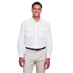 Harriton M580L Men's Key West Long-Sleeve Performance Staff Shirt in White size XS | Polyester