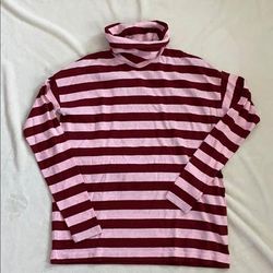 J. Crew Tops | Bnwt Jcrew Deck-Striped Turtleneck | Color: Pink/Red | Size: Xs