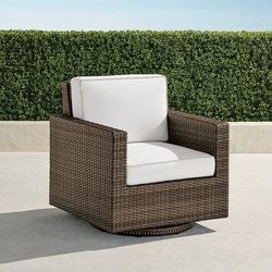 Small Palermo Swivel Lounge Chair in Bronze Wicker - Standard, Moss - Frontgate