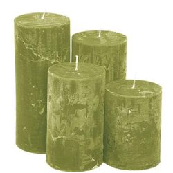 Bougies rustiques, vert, 4 pièces