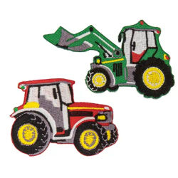 buttinette Écussons "tracteurs", 7,5 x 5 cm, 8,5 x 5 cm, 2 écussons
