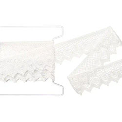 Galon de dentelle aux fuseaux pointue large "Heike", écru, largeur : 4,5 cm, longueur : 5 m
