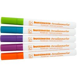 buttinette Feutres pour porcelaine "tendance", 5 feutres