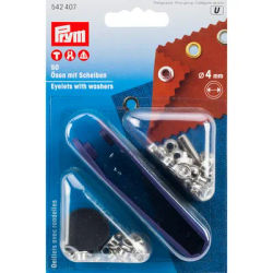 Prym Œillets sans couture, avec rondelles, dim. : 4 mm Ø, contenu : 50 pièces