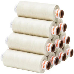 buttinette Fil à coudre universel, grosseur : 100, lot de 10 bobines, blanc cassé