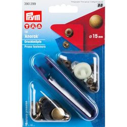 Prym Boutons pression, laiton vieilli, dim. : 15 mm Ø, contenu : 10 pièces