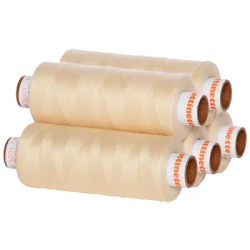 buttinette Fil à coudre universel, grosseur : 100, lot de 5 bobines, champagne