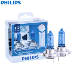 Philips-Lampes automatiques Diamond Vision H7, lumière blanche froide, lumière de sauna halogène de voiture, faisceau Hi/lo, 12V, 55W, PX26d, 12972DVlt5000 K, pack de deux