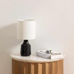 Canayan 18"H x 8"W x 8"D Modern End Table Lamp Black/White/Translucent Table Lamp - Boutique Rugs