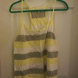 American Eagle Outfitters Tops | American Eagle Cotton Grey, Yellow, White Striped | Color: Gray/Yellow | Size: Xl