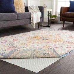 Bavaria 3' x 5' Thatch Light Blue/Dark Gray/Eggplant/Black White/Taupe/White Rug Pad - Boutique Rugs