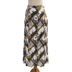 Garden Party,'Hand Made Leaf-Themed Rayon Midi Skirt'