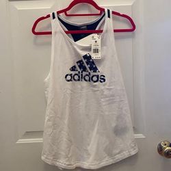 Adidas Tops | Adidas Wide Arm Tank, Nwt, Medium | Color: Blue/White | Size: M