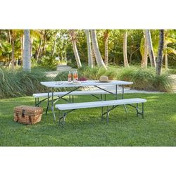 6'L Fold-In-Half Resin Bench by BrylaneHome in White