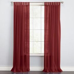 Wide Width BH Studio Sheer Voile Tab-Top Panel by BH Studio in Burgundy (Size 60" W 63" L) Window Curtain