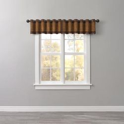 Bamboo Grommet Valance by BrylaneHome in Honey Oak Brown Window Curtain
