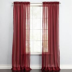 BH Studio Sheer Voile Rod-Pocket Panels -Set of 2 by BH Studio in Burgundy (Size 120"W 95" L) Window Curtains