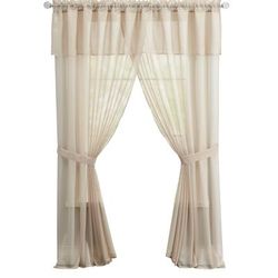 Wide Width BH Studio Sheer Voile 5-Pc. One-Rod Curtain Set by BH Studio in Ecru (Size 96" W 63" L) Window Curtain
