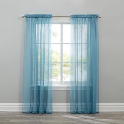BH Studio Sheer Voile Rod-Pocket Panels -Set of 2 by BH Studio in Smoke Blue (Size 120"W 84" L) Window Curtains