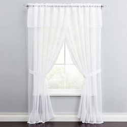 Wide Width BH Studio Sheer Voile 5-Pc. One-Rod Curtain Set by BH Studio in White (Size 96" W 84" L) Window Curtain