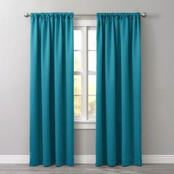 Wide Width BH Studio Room-Darkening Rod-Pocket Panel by BH Studio in Teal (Size 54" W 95" L) Window Curtain