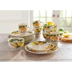 16-Pc. Lemon Dinnerware Set by BrylaneHome in Multi