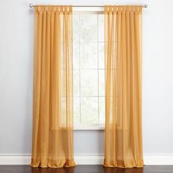 Wide Width BH Studio Sheer Voile Tab-Top Panel by BH Studio in Gold (Size 60" W 63" L) Window Curtain
