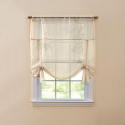 Wide Width BH Studio Sheer Voile Tie-Up Shade by BH Studio in Ecru (Size 36" W 63" L) Window Curtain