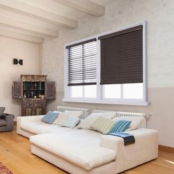Wide Width Cut-To-Width 2" Distressed FW Blind by Whole Space Industries in Brown (Size 47" W 72" L)