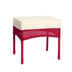 Roma All-Weather Resin Wicker Ottoman by BrylaneHome in Coral Wicker Ottoman w/ free cushion
