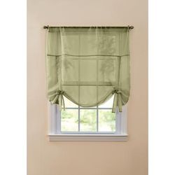 Wide Width BH Studio Sheer Voile Tie-Up Shade by BH Studio in Sage (Size 32" W 63" L) Window Curtain