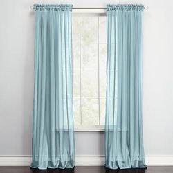 BH Studio Sheer Voile Rod-Pocket Panel Pair by BH Studio in Seaglass (Size 120"W 63" L) Window Curtains