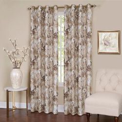 Wide Width Tranquil Lined Grommet Window Curtain Panel by Achim Home Décor in Tan (Size 50" W 84" L)