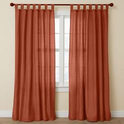 Wide Width Poly Cotton Canvas Tab-Top Panel by BrylaneHome in Terracotta (Size 48" W 96" L) Window Curtain