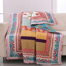 Thalia Quilted Throw Blanket by Greenland Home Fashions in Multi (Size 50" X 60")