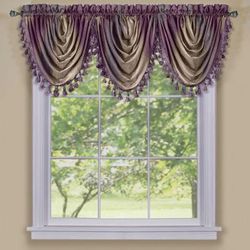 Wide Width Ombre Waterfall Valance by Achim Home Décor in Aubergine (Size 46" W 42" L)