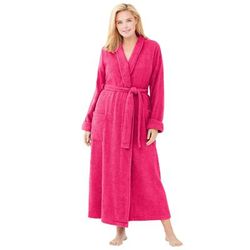 Plus Size Women's Long Terry Robe by Dreams & Co. in Pink Burst (Size 5X)