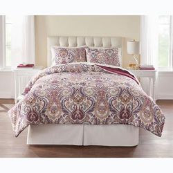 BH Studio 3-Pc. Microfiber Comforter Set by BH Studio in Lavender (Size TWIN) Paisley Bedding