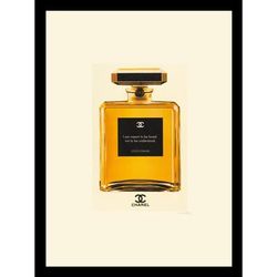 Chanel Perfume Bottle Quote 14" x 18" Gold Framed Print by Venice Beach Collections Inc in Gold