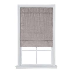 Wide Width Cordless Velveteen Flat Roman Shade by Whole Space Industries in Light Gray (Size 27" W 64" L)
