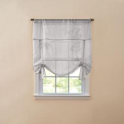 Wide Width BH Studio Sheer Voile Tie-Up Shade by BH Studio in Silver (Size 44" W 63" L) Window Curtain