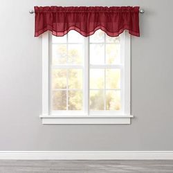 BH Studio Sheer Voile Layered Valance by BH Studio in Burgundy Window Curtain