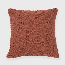 Chunkey Sweater Knit Pillow by Evergrace Home in Copper Brown (Size 20" X 20")