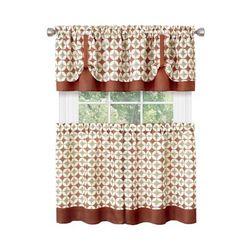 Wide Width Callie Window Curtain Tier Pair and Valance Set - 58x24 by Achim Home Décor in Spice Tan (Size 58" W 36" L)