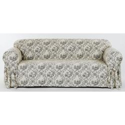 Toile Print Slipcover by Classic Slipcovers in Black Natural (Size LOVESEAT)